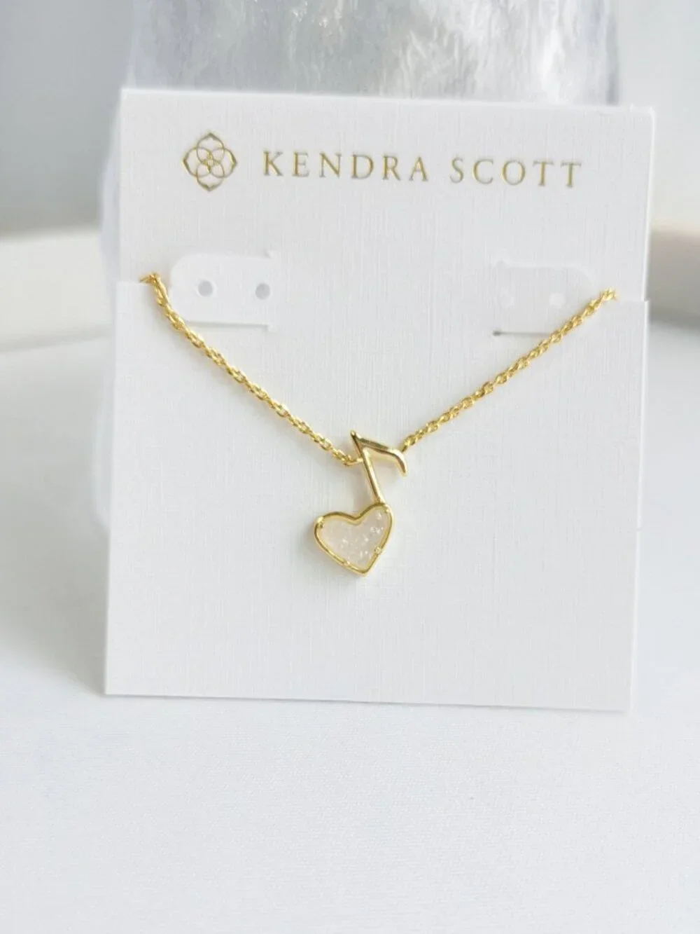 Kendra Scott Dolly Parton Ari Heart Music Note Gold Drusy Necklace